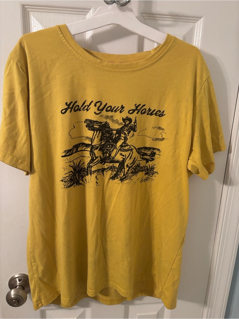 Hold Your Horses Graphic Tee - Yellow for Women